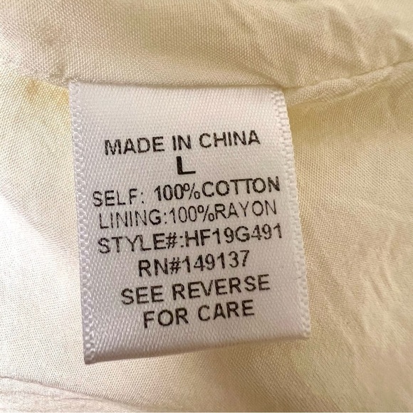 FASHION ON EARTH Ivory Boho gauze Tie front Swing Lagenlook midi pocket dress L - Picture 8 of 9